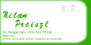 milan preiszl business card